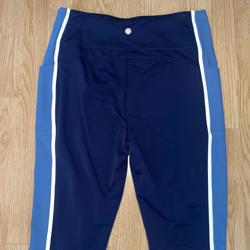 T By Talbots Indigo Blue Luxe Fleeceback Colorblock Full Length Leggings SizeXLP - Picture 11 of 11